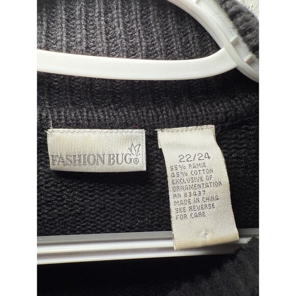 Fashion bug embroidered red ramie cotton cardinal full zip‎ sweater womens 22/24 - Picture 3 of 7